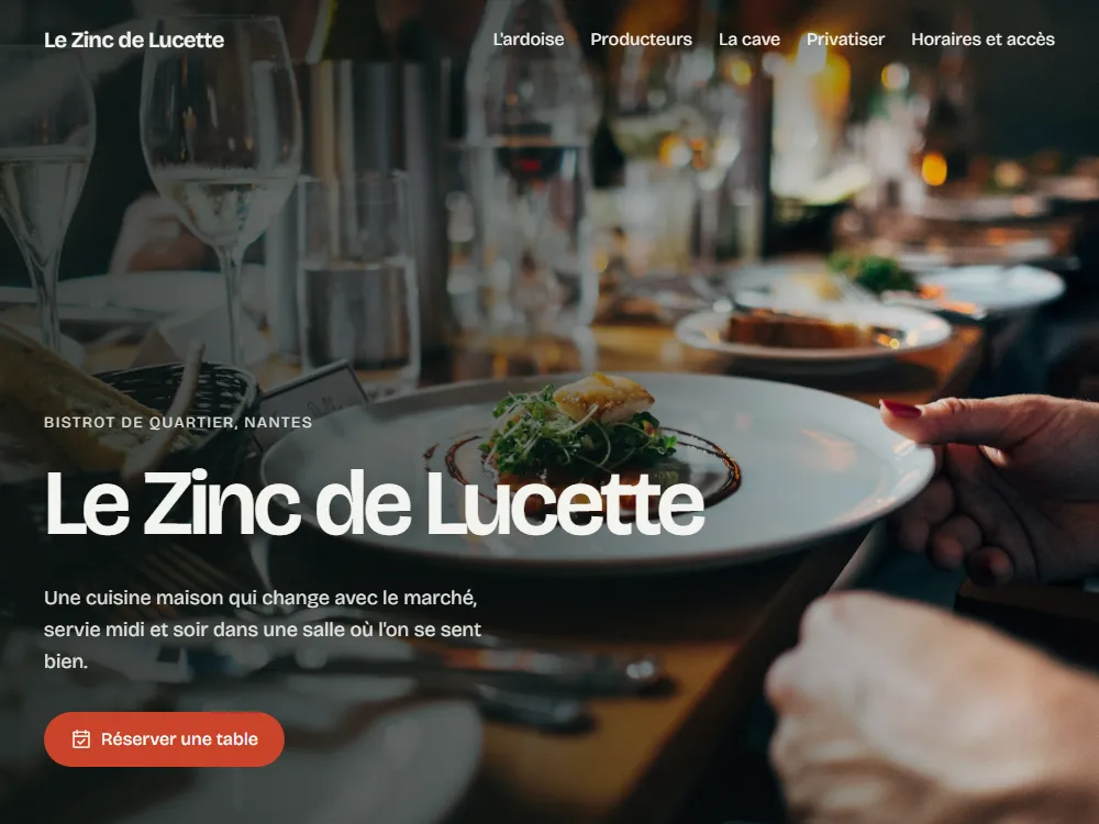 Page d'accueil du Zinc de Lucette, bistrot de démonstration
