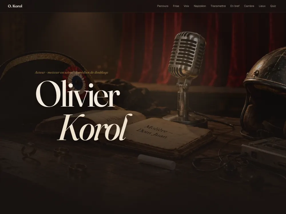 Page d'accueil du site hommage à Olivier Korol
